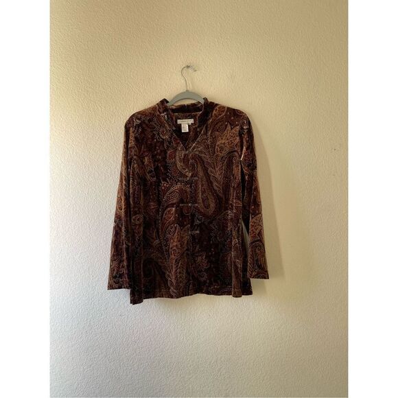 Coldwater Creek Sweaters - Cold water creek velour paisley print cardigan size medium